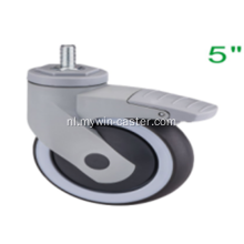 5 inch schroefdraad stoom Swivel TPR PP materiaal met beugel medische Caster